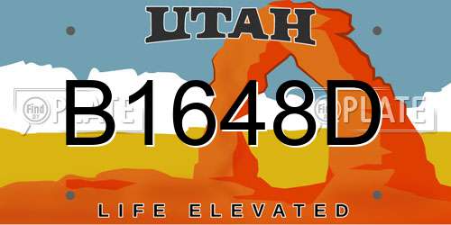 B1648D Utah License Plate