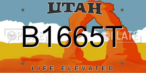B1665T Utah License Plate