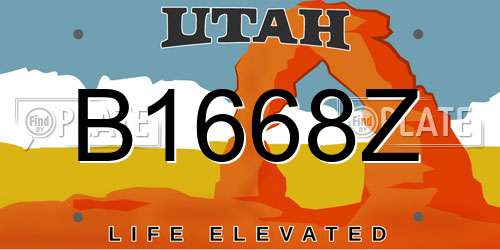 B1668Z Utah License Plate