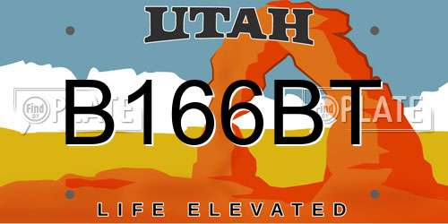 B166BT Utah License Plate