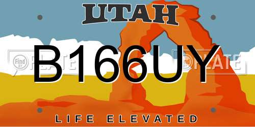 B166UY Utah License Plate