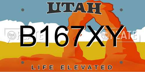 B167XY Utah License Plate