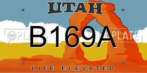 B169A Utah License Plate