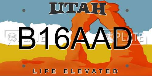 B16AAD Utah License Plate