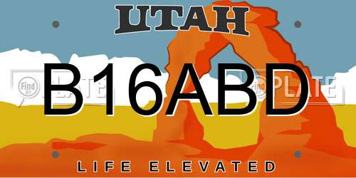 B16ABD Utah License Plate