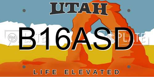 B16ASD Utah License Plate