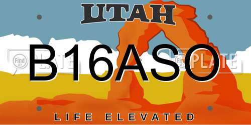 B16ASO Utah License Plate