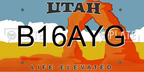 B16AYG Utah License Plate