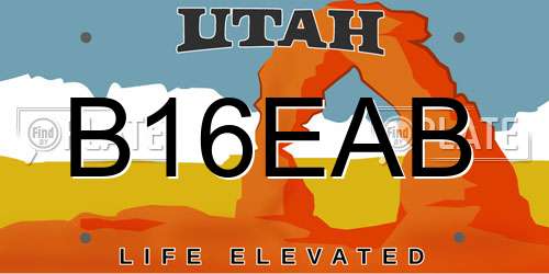 B16EAB Utah License Plate