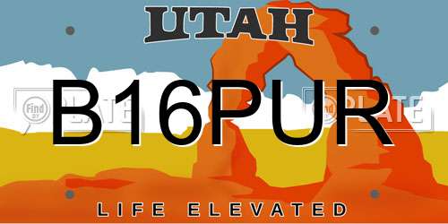 B16PUR Utah License Plate