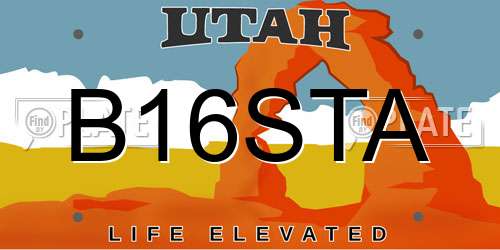 B16STA Utah License Plate
