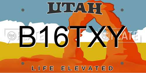 B16TXY Utah License Plate