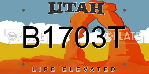 B1703T Utah License Plate