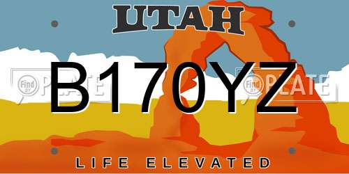 B170YZ Utah License Plate