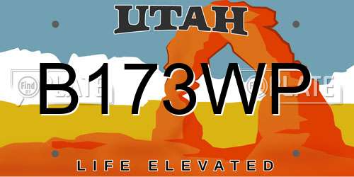 B173WP Utah License Plate