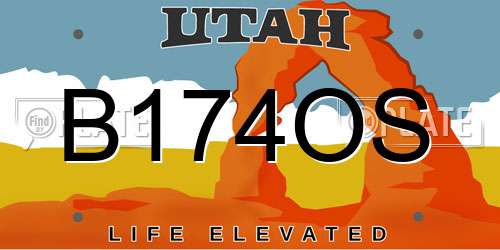 B174OS Utah License Plate
