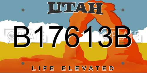 B17613B Utah License Plate