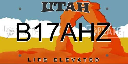 B17AHZ Utah License Plate