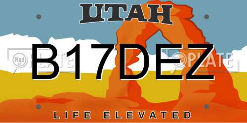 B17DEZ Utah License Plate