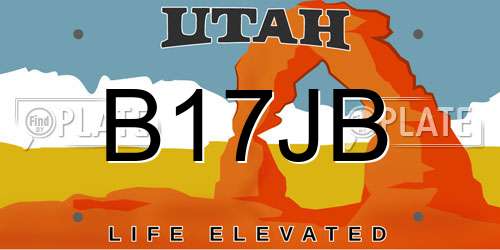 B17JB Utah License Plate