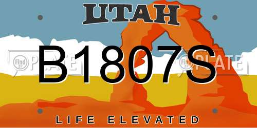 B1807S Utah License Plate