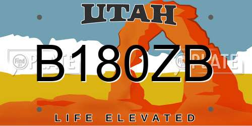 B180ZB Utah License Plate