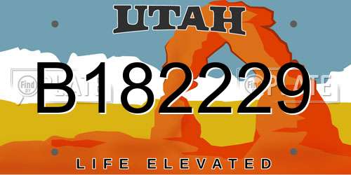 B182229 Utah License Plate