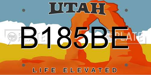 B185BE Utah License Plate
