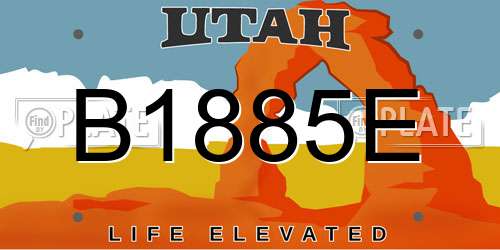 B1885E Utah License Plate
