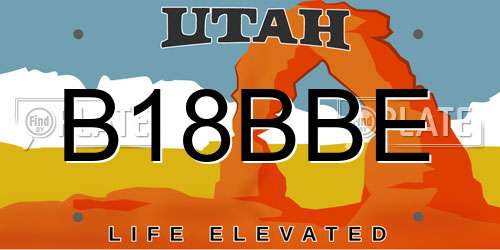 B18BBE Utah License Plate