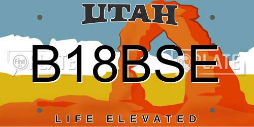 B18BSE Utah License Plate
