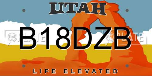 B18DZB Utah License Plate