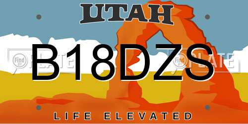B18DZS Utah License Plate