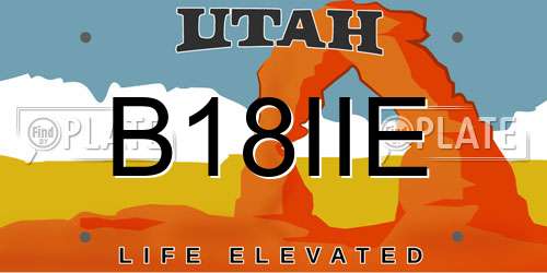 B18IIE Utah License Plate