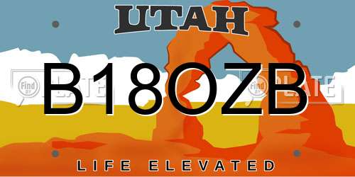 B18OZB Utah License Plate