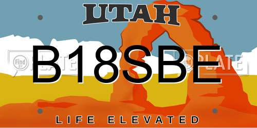 B18SBE Utah License Plate
