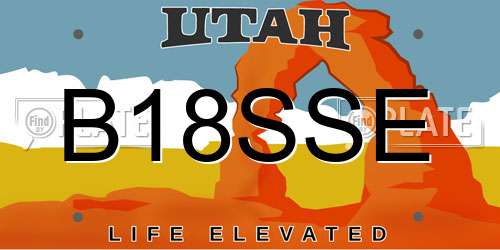B18SSE Utah License Plate
