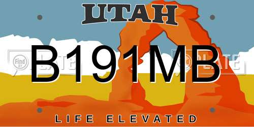 B191MB Utah License Plate