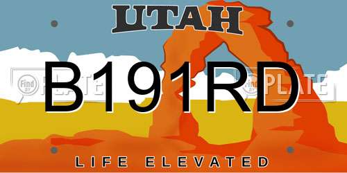 B191RD Utah License Plate