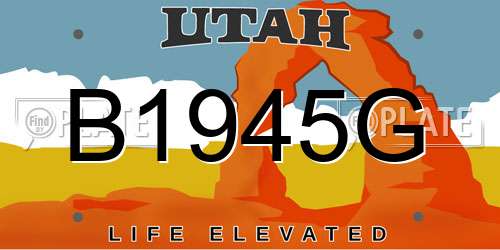 B1945G Utah License Plate