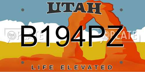B194PZ Utah License Plate