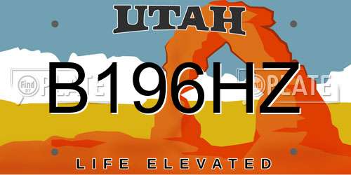 B196HZ Utah License Plate