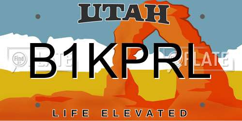 B1KPRL Utah License Plate