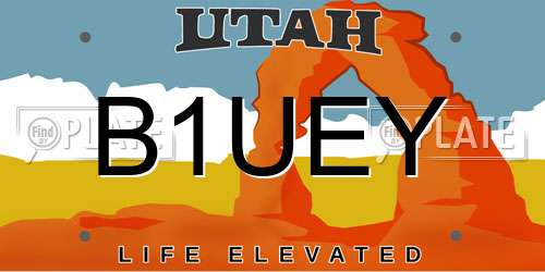 B1UEY Utah License Plate