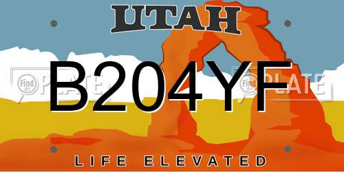 B204YF Utah License Plate