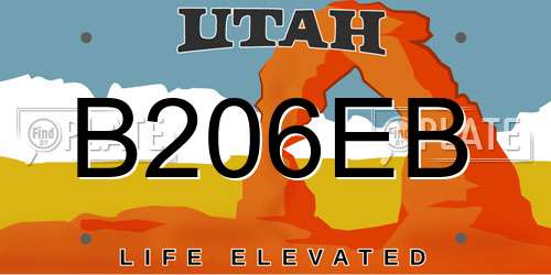 B206EB Utah License Plate