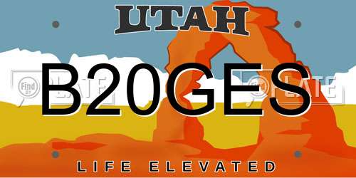 B20GES Utah License Plate