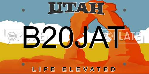 B20JAT Utah License Plate