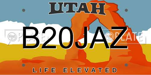 B20JAZ Utah License Plate