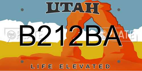 B212BA Utah License Plate